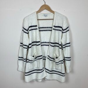 Madewell Striped Boucle Open Front Cardigan Sweater